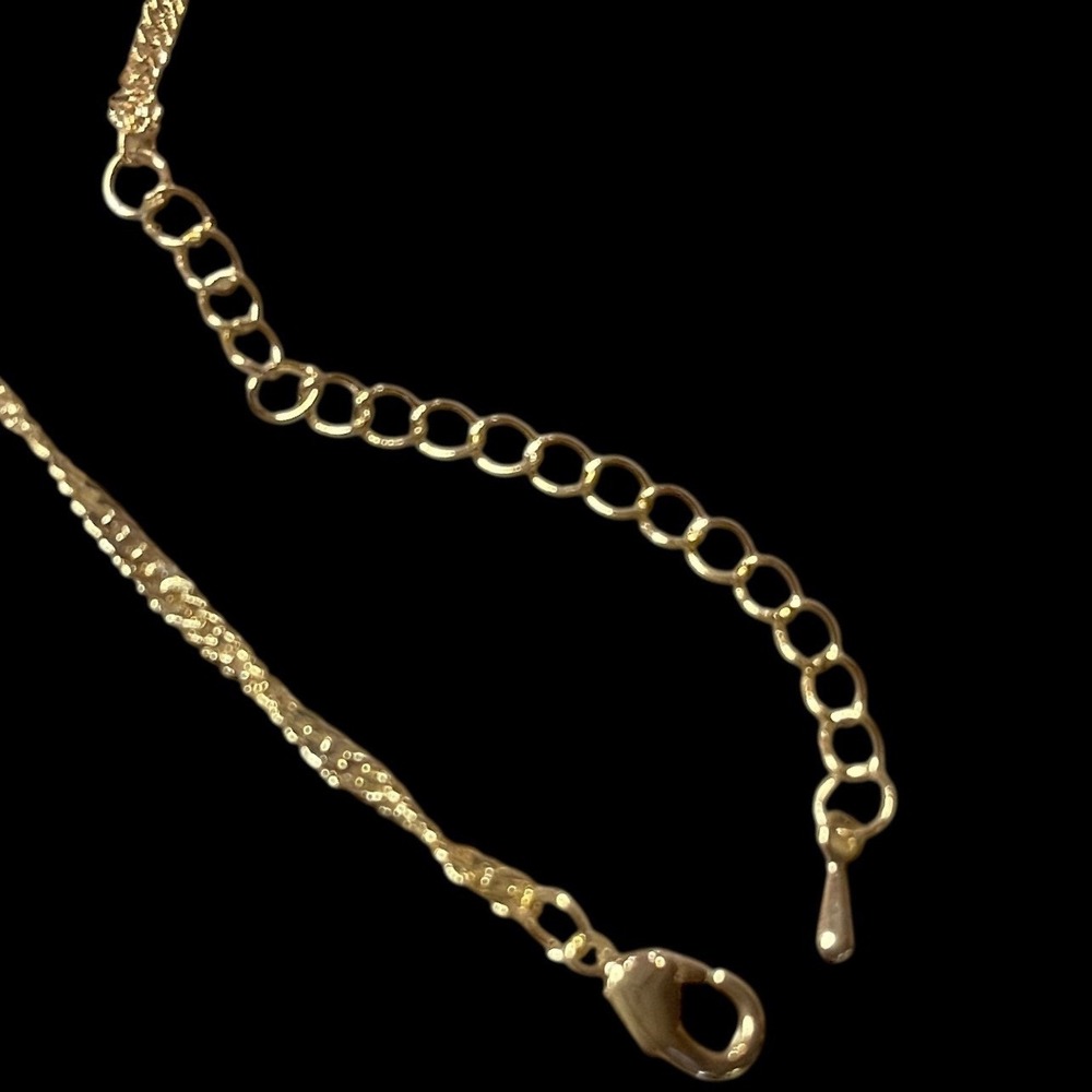 14 K Gold Plated Twist Chain Necklace Dainty Layering Adjustable Clasp 18" - Picture 3 of 6